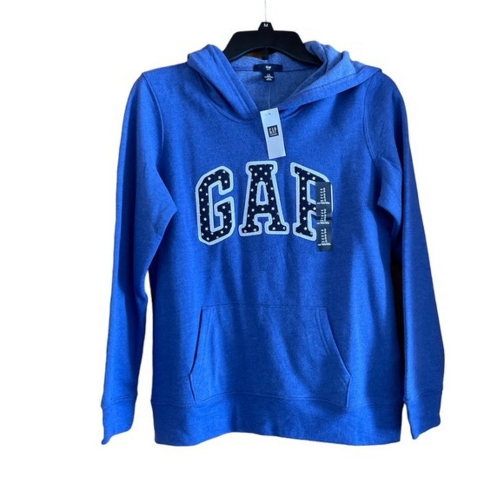 Gap Factory Pullover Hoodie Stars Logo Stitched Blue Women’s Small NWT